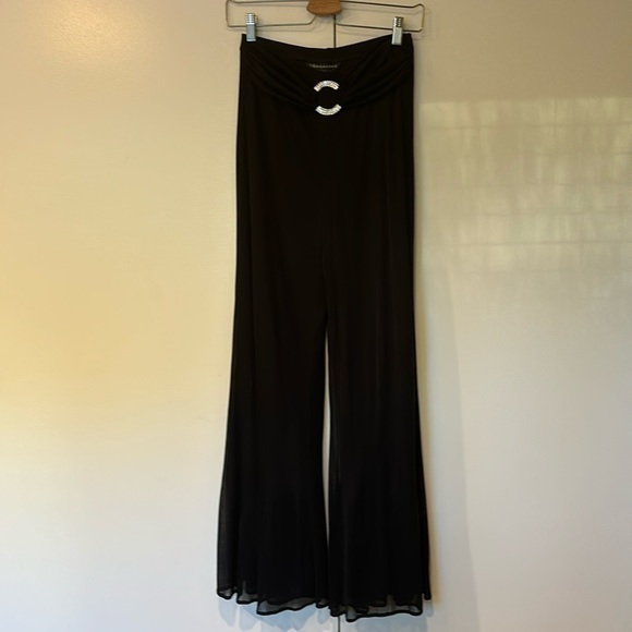 Connected Apparel faux Belt with decorative  embellishment Palazzo Pants. - Picture 1 of 4